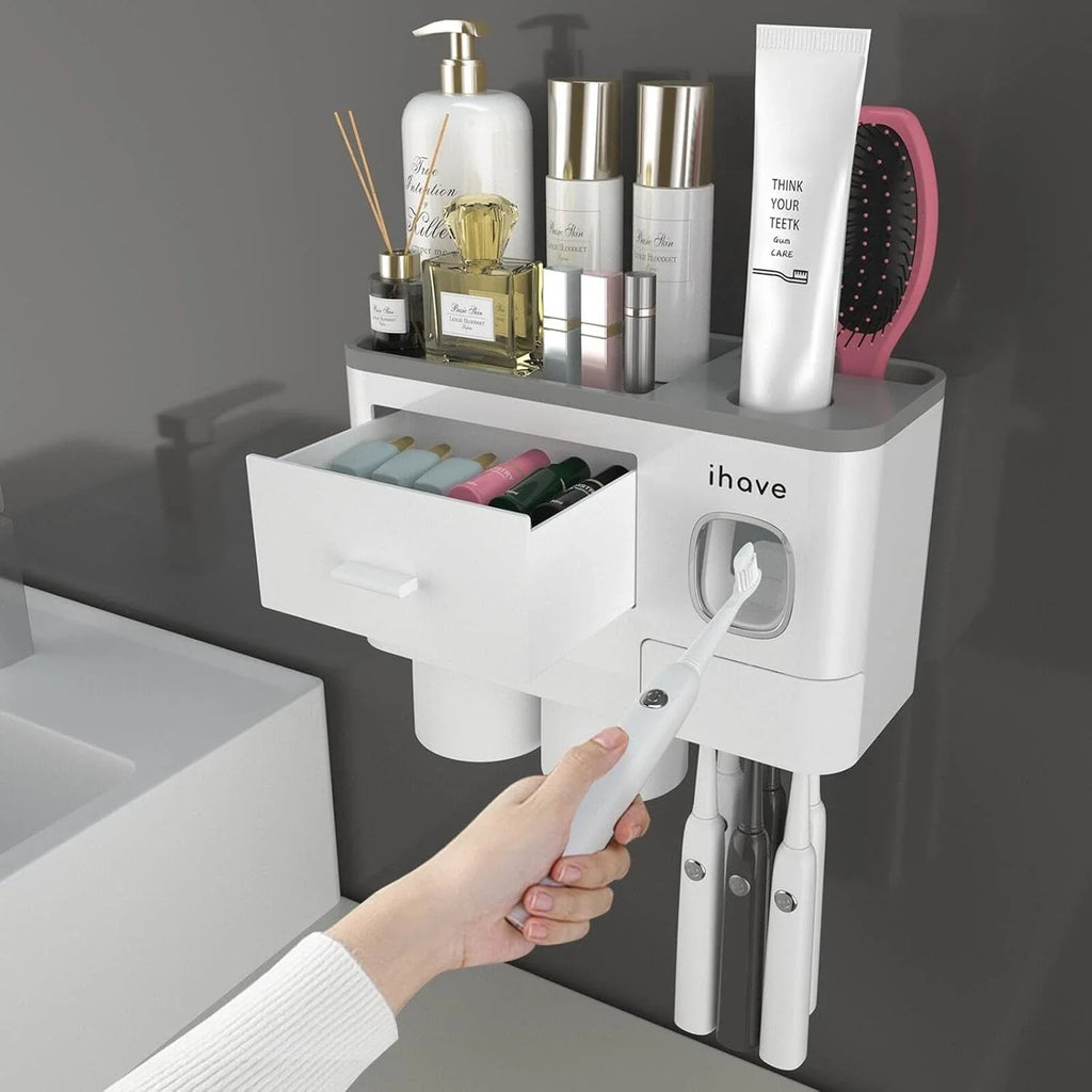 Toothbrush Holder UV Light Sterilizer Cleaner and Automatic Toothpaste Dispenser