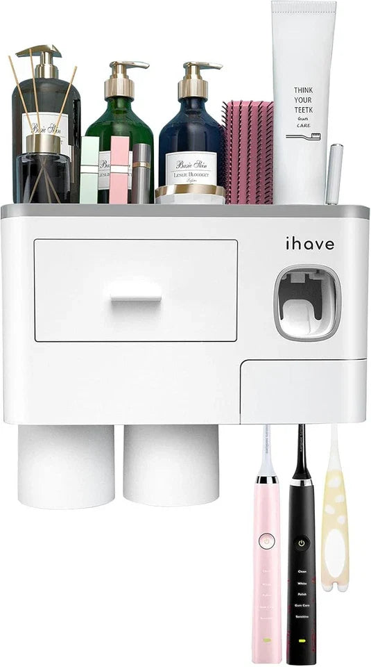 Toothbrush Holder UV Light Sterilizer Cleaner and Automatic Toothpaste Dispenser